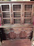 ANTIQUE SPANISH CABINET WITH TURNED SPINDLE DOORS