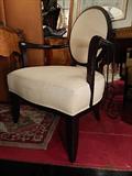 PAIR BARBARA BARRY FOR BAKER FURNITURE OVAL X BACK ARMCHAIRS