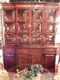 MAHOGANY BUBBLE FRONT BREAKFRONT WITH SECRETARY