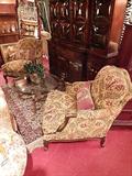 PAIR FRENCH BERGERE CHAIRS BY MINTON-SPIDELL