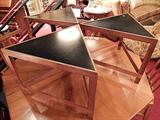 3 PC MID CENTURY MODERN TRIANGULAR TABLE SET