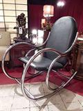 1970's CHROME AND LEATHER ROCKING CHAIR