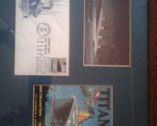 Titanic first issue stamps, framed and mounted