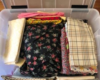 bin of pristine fabrics