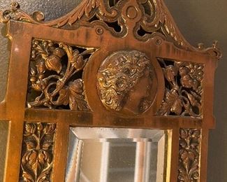 ANTIQUE BRASS WALL SCONCE WITH MIRROR