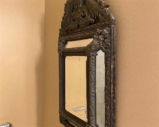 GILDED METAL ON WOOD MIRROR FROM PARIS, FRANCE 
14” x 24”