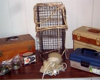 Vintage Tackle Boxes and Fishing Poles