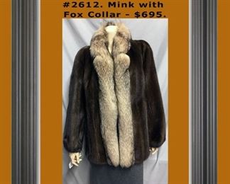 #2612.  Mink with Fox Collar - $695.
