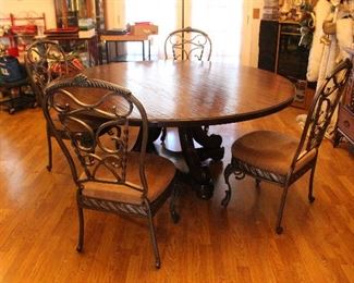Pottery World 72" round dining table solid wood. This house is packed with treasures so we have this item is available for presale. Call 530-693-0386