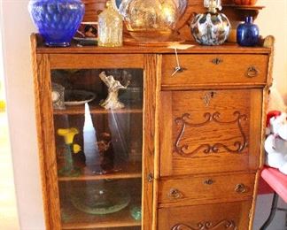 Tiger Oak Secretary with cabinet