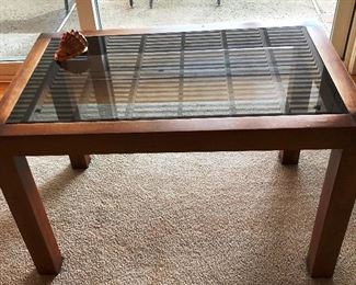 glass topped side table