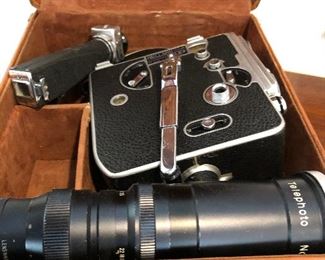 Bolex movie camera and lens