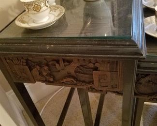 Wood carved nesting tables