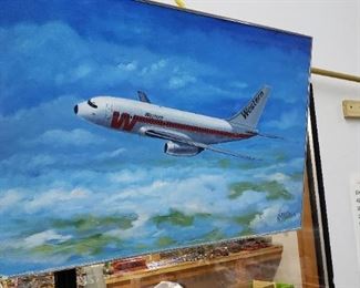 Oil Painting from Western Airlines 1970s