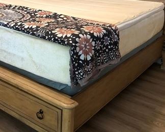 American Furniture Warehouse Bedroom Suite: King Bed Frame Drawers are Cedar Lined, Mirrored Armoire, Dresser, and Mirror