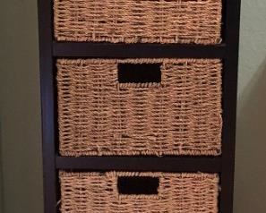 Wicker and Wood Storage Cubbie