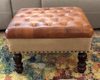 Leather Tufted Ottoman