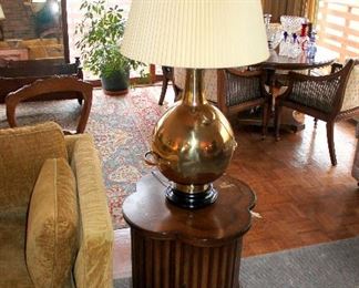 Large vintage Marbro brass lamp, end table