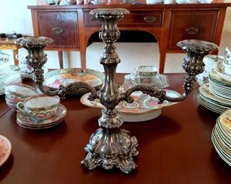 Pair of Rogers silverplate candelabras