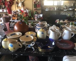 Vintage pottery and assorted dishware. 