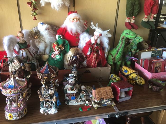 Christmas decor with vintage dinosaurs. 