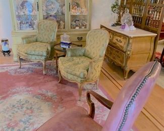 Livingroom. Chinese/ Aubusson rug, pair French style chairs.