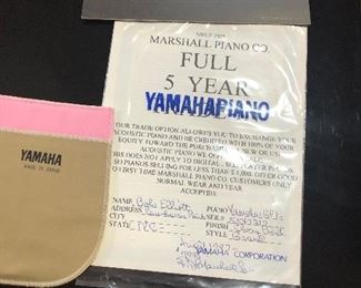 Toshiba baby grand piano - paperwork (look closely to see model number and details)