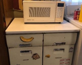 Vintage cabinet, microwave,  small oven