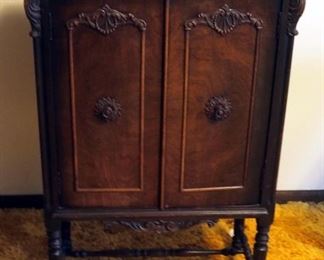 Antique Solid Wood Radio Cabinet, 40" x 25" x 13"