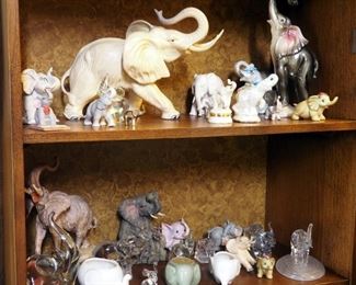 Glass And Ceramic Elephant Collectibles, Assorted Sizes