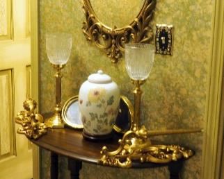 32" Hall Mirror With Matching Candle Sconces, Gallery Originals Urn, Candlestick Lamps And More