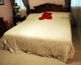 King Size Bed Includes Mattress, Box Springs, Solid Wood Headboard, Frame And Bedding