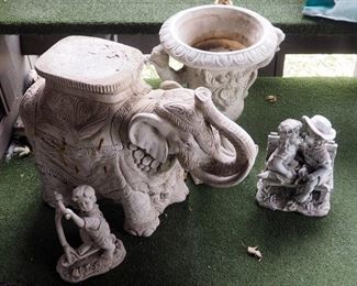Concrete Elephant Plant Stand, Pedestal Yard Ornament, And More