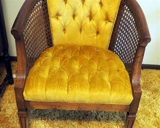 Solid Wood Barrel Chair With Upholstered Seat, 30" Tall