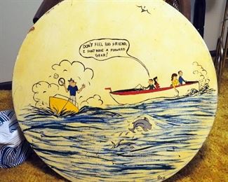 Original Art Piece By Percy "Don't Feel Bad Friend, I Don't Have A Forward Gear", 23' x 36" Round