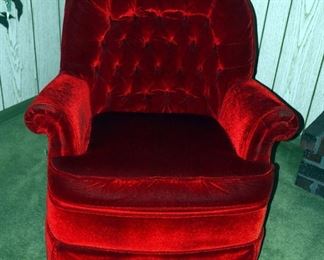 Vintage Pontiac Velvet Like Upholstered Rocking Swivel Chair, 32" x 33" x 30"