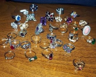 Costume Rings Some With Natural Stones, Approx Qty 30