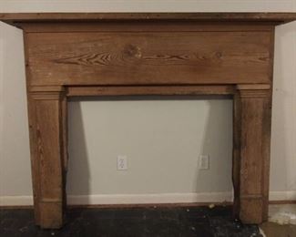 Antique Pine Fireplace Mantle  (69”W x 8”D x 54.5”H)