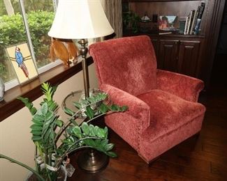 Rust upholstered arm chair