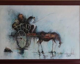 Signed James Pinto mixed media on canvas