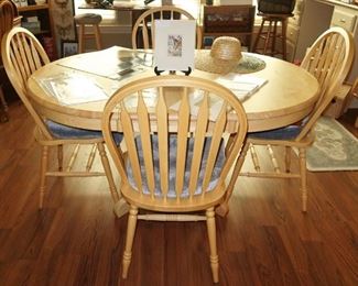 Oak dining table and chairs