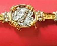 Athena owl coin gold bracelet