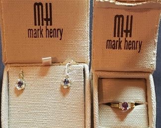 Mark Henry Collection 18k, natural Alexandrite earrings and ring.  Appraisals available