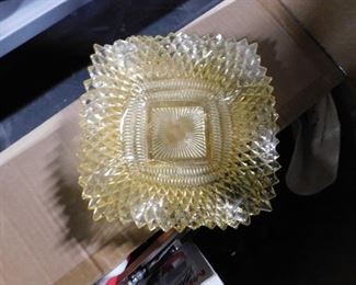 (2) depression glass square candy dishes