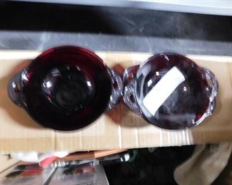 (4) Ruby small bowls with handles