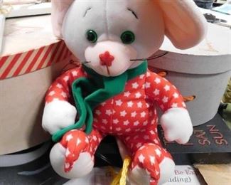 Plush Christmas mouse in pjs