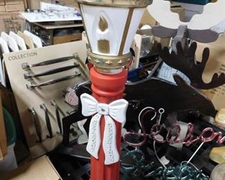 Vintage General Foam Plastics Corp. tall lighted coach light blow mold with bow 