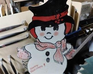 Vintage hand painted snowman