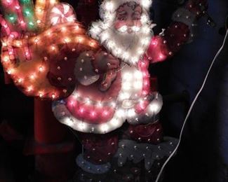 Vintage lighted 2 piece out Santa