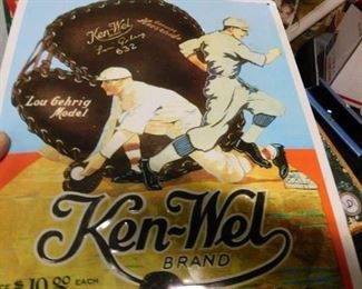 Vintage Ken-Wel Brand Baseball reproduction tin sign